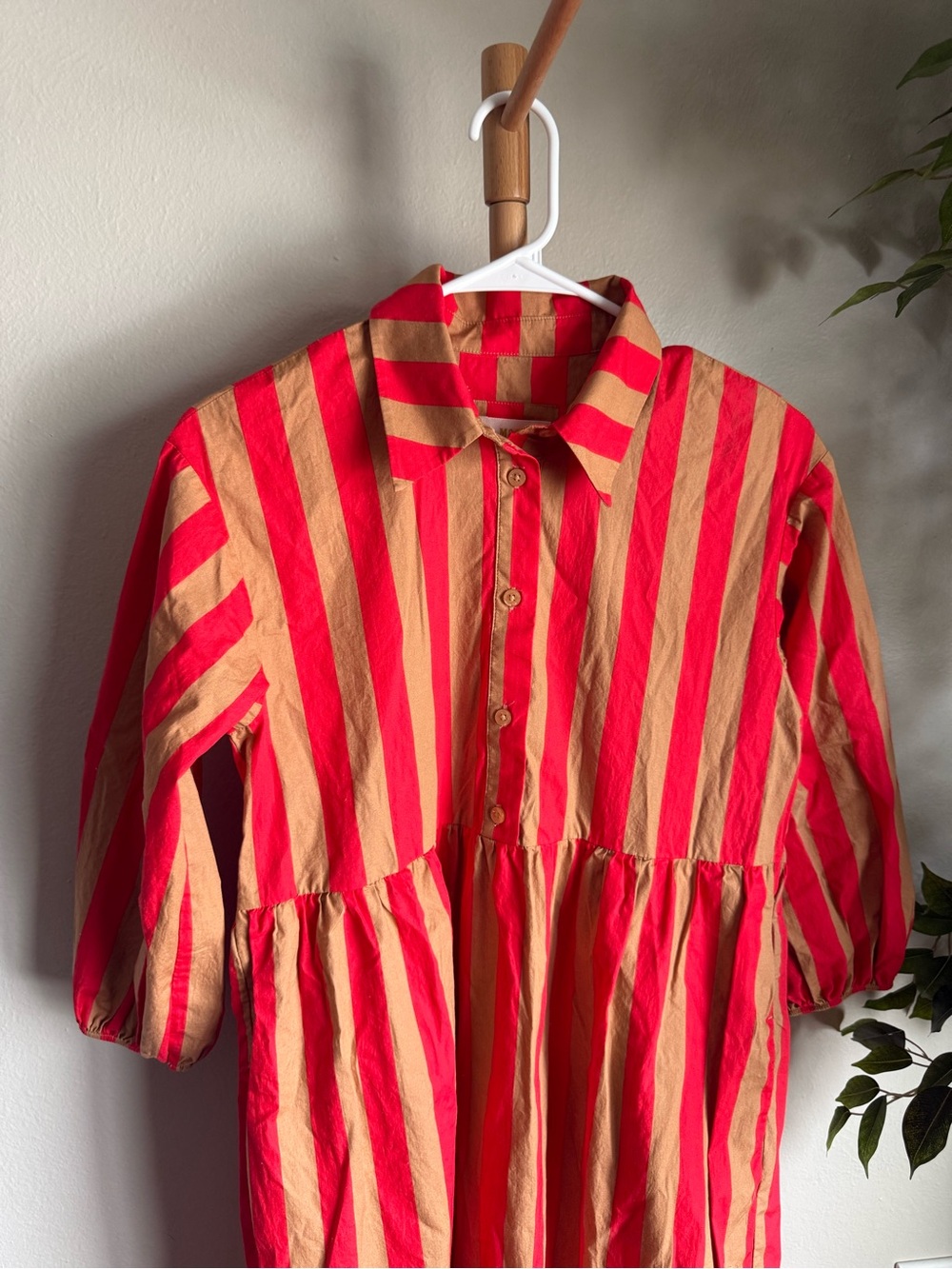 Anthropologie Maeve Bettina Striped Tiered Midi Dress in Red and Brown Size XS - Picture 5 of 8